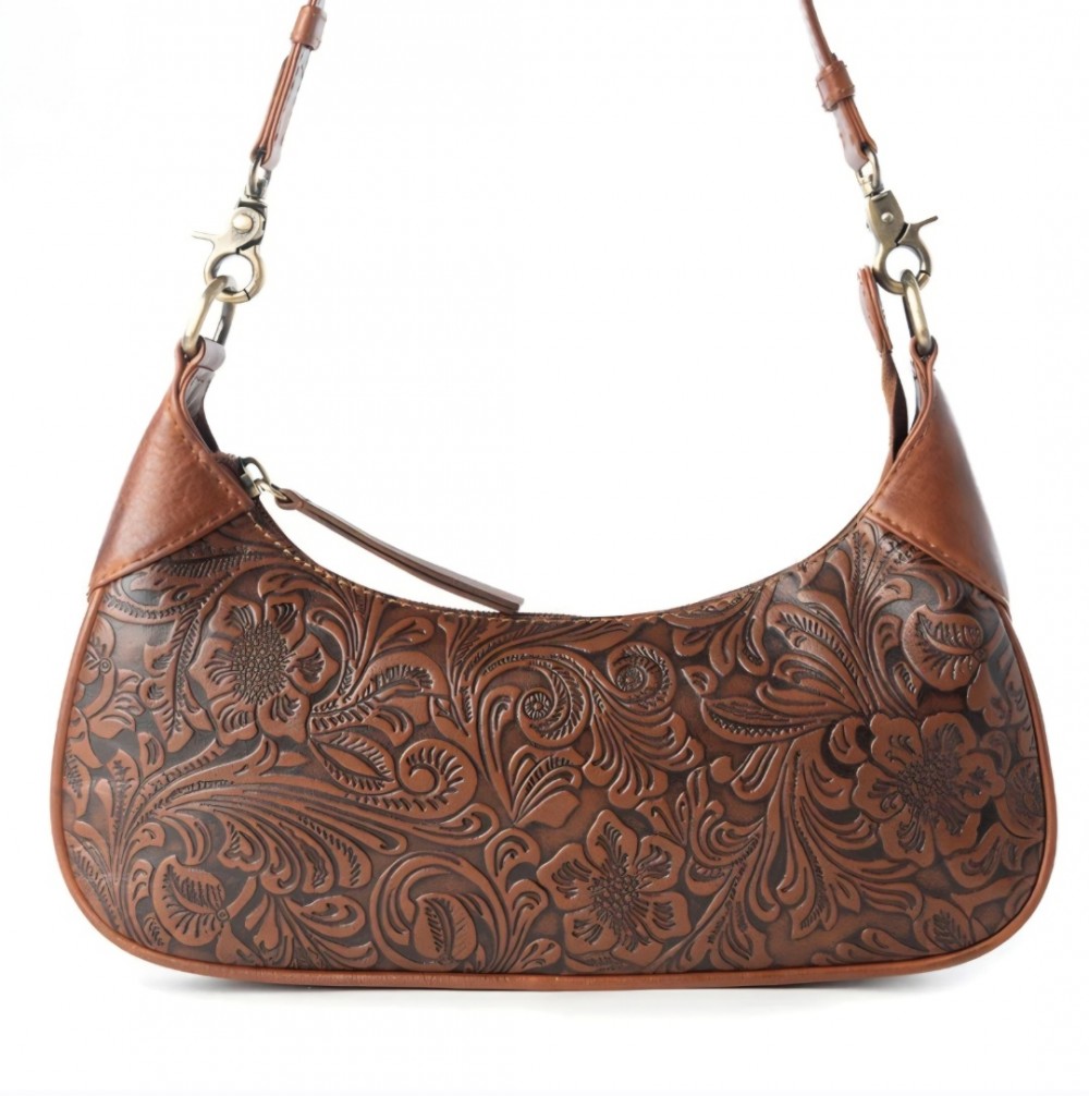 Bag Shoulder Heritage Vine Hand Tooled Leather