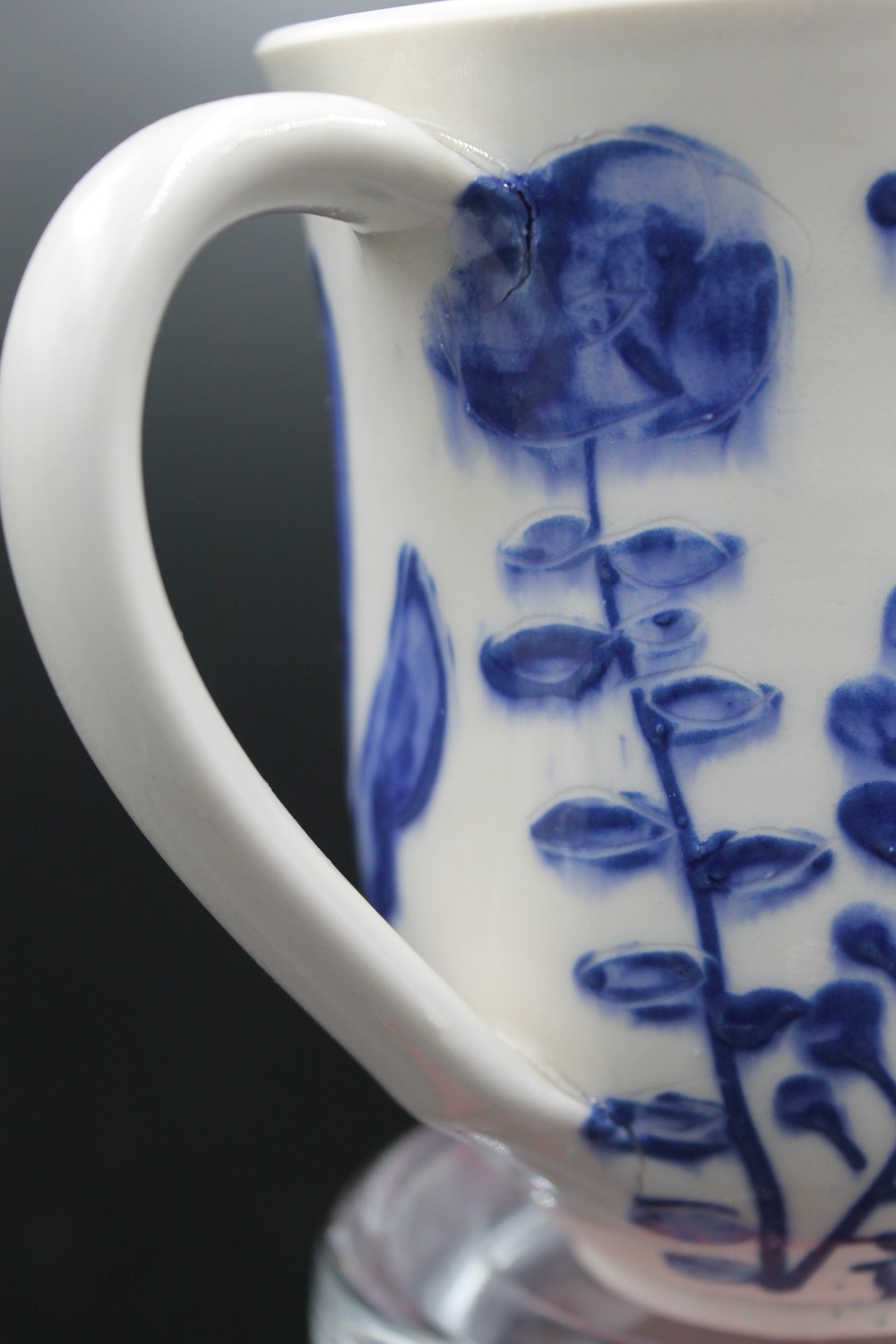 Handmade studio pottery mug blue/white