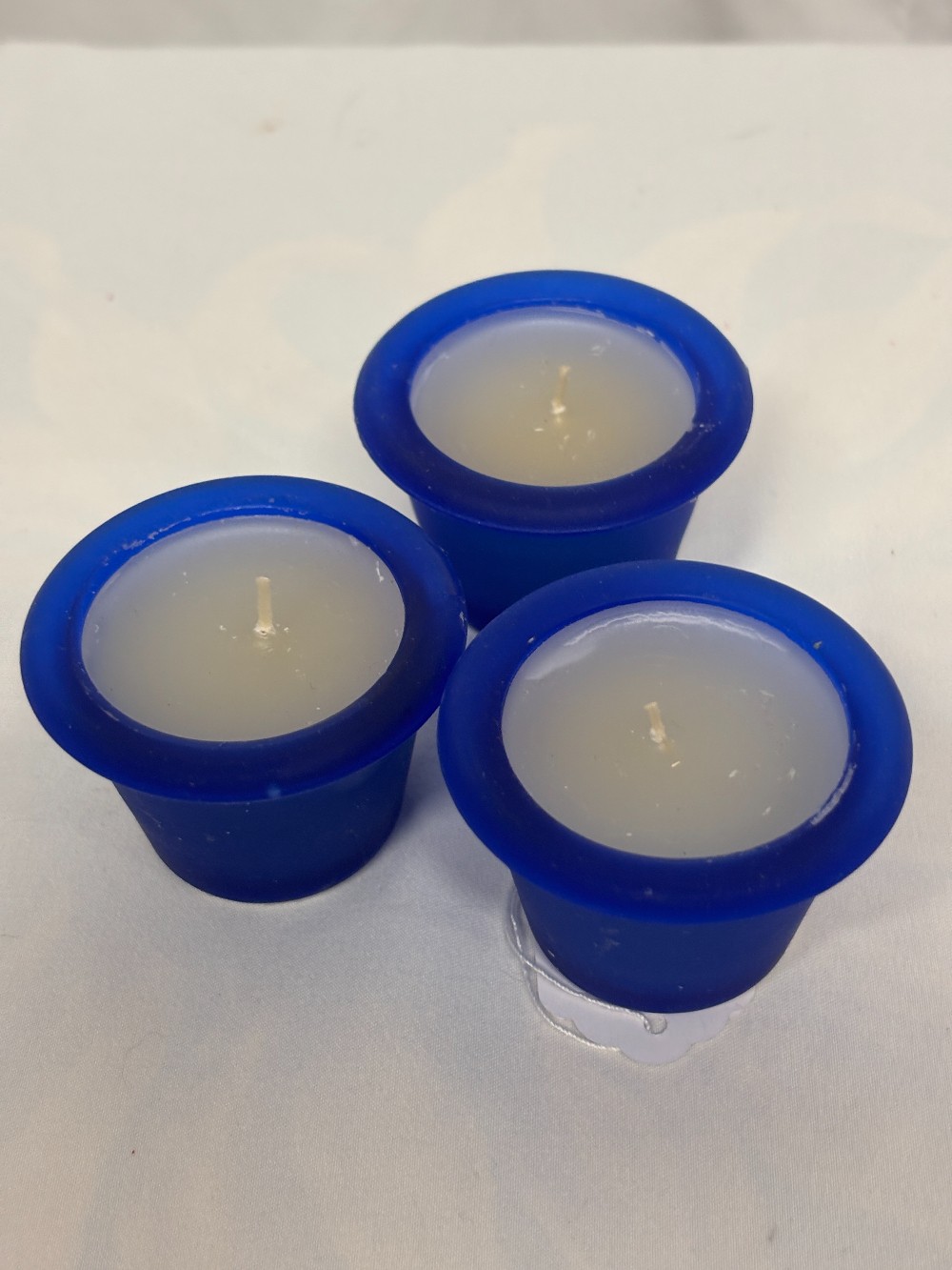 Candles Design Ideas cobalt frost glass round white candle 3pc