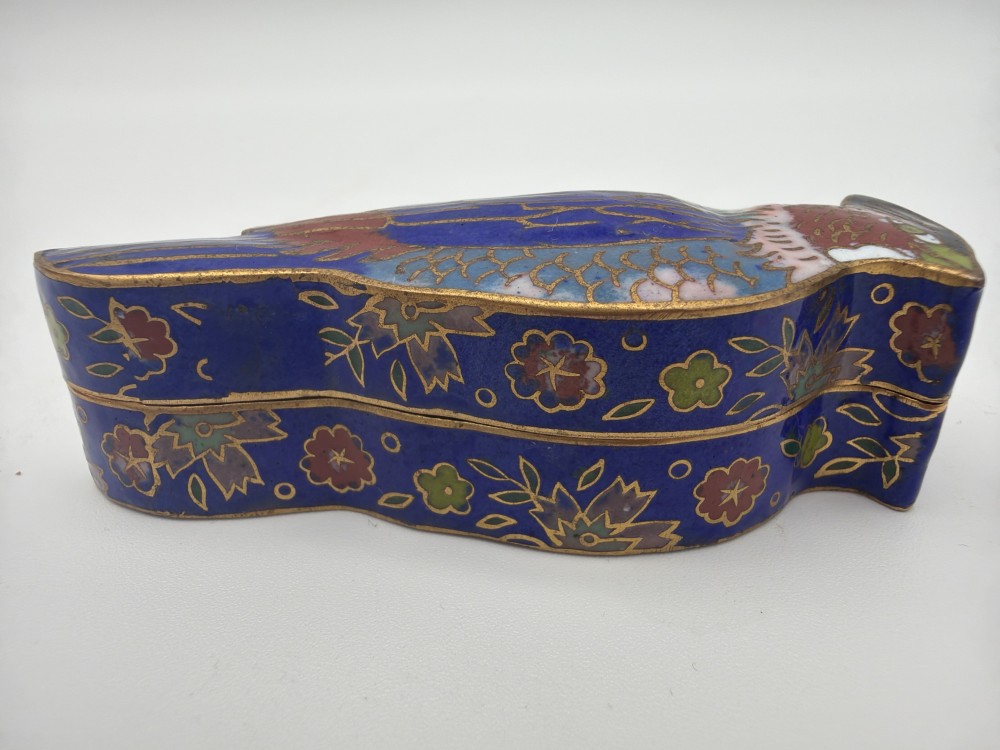 Vintage Chinese Cloisonné Bird Trinket Box
