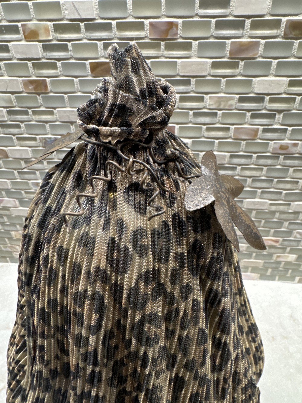 ANIMAL PRINT GLASS PUMPKIN, HANDCRAFTED