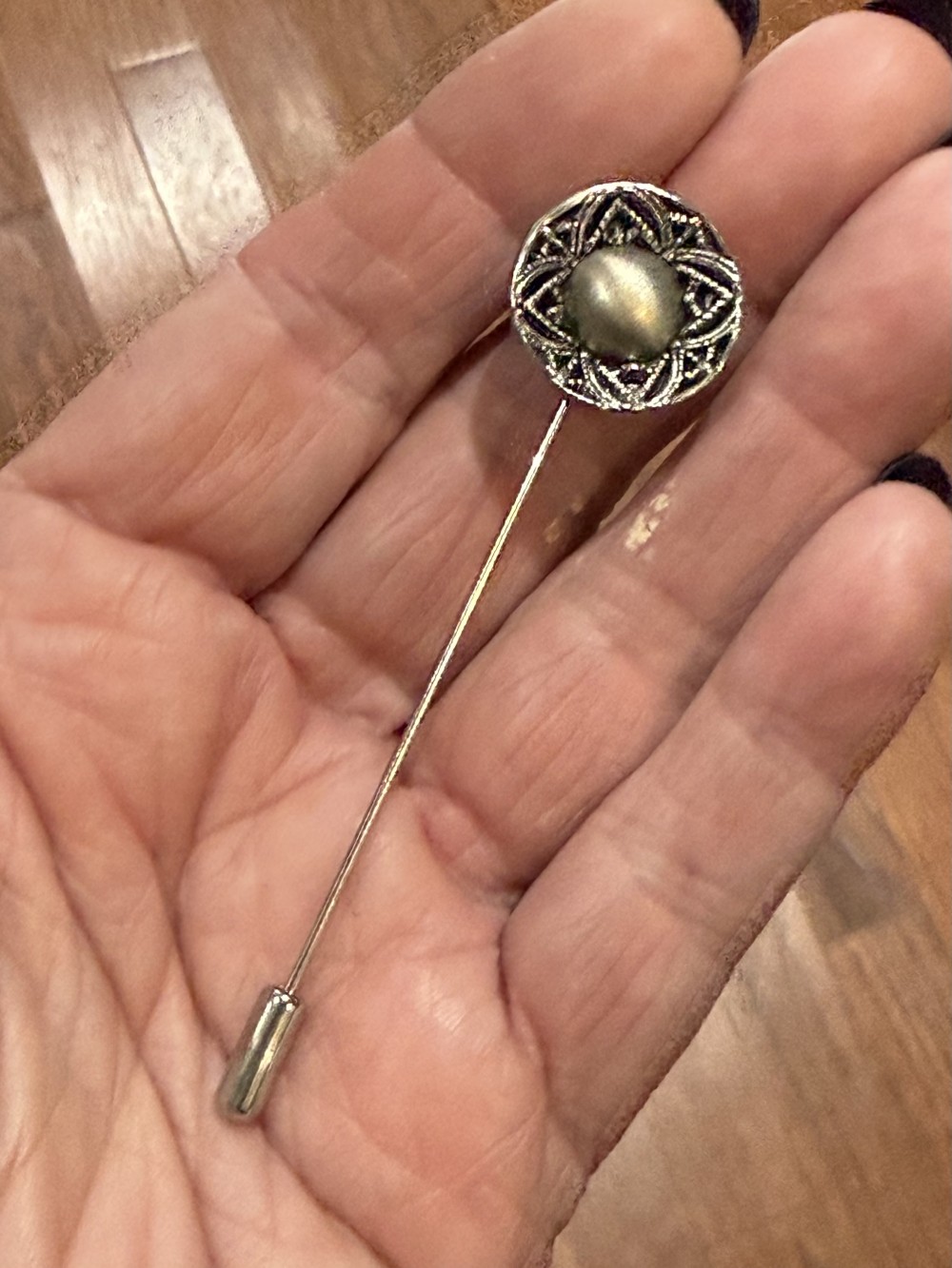 Hat Pin / Scarf Pin - Vintage Pewter Button, Lapel Pin, Hat Pins,