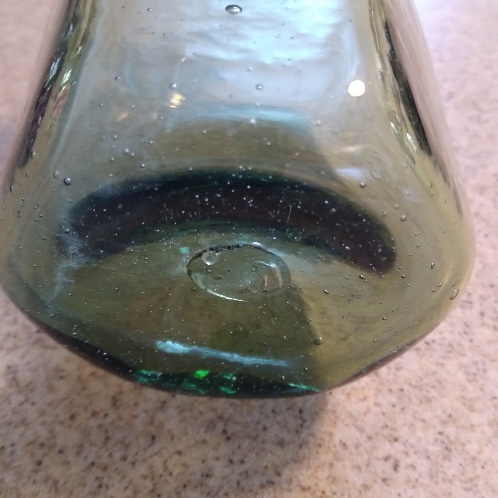 Hand Blown Light Green Bottle