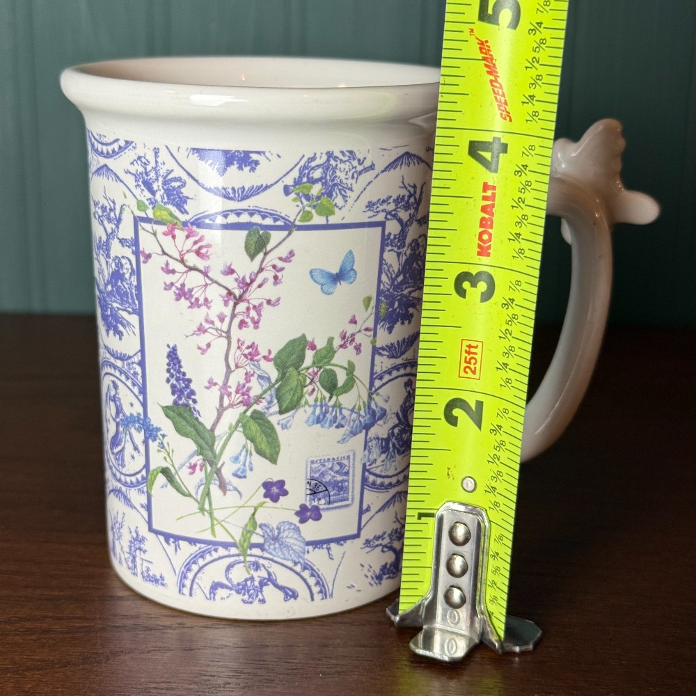 Houston Harvest Hallmark Blue Toile Butterfly Floral Mug
