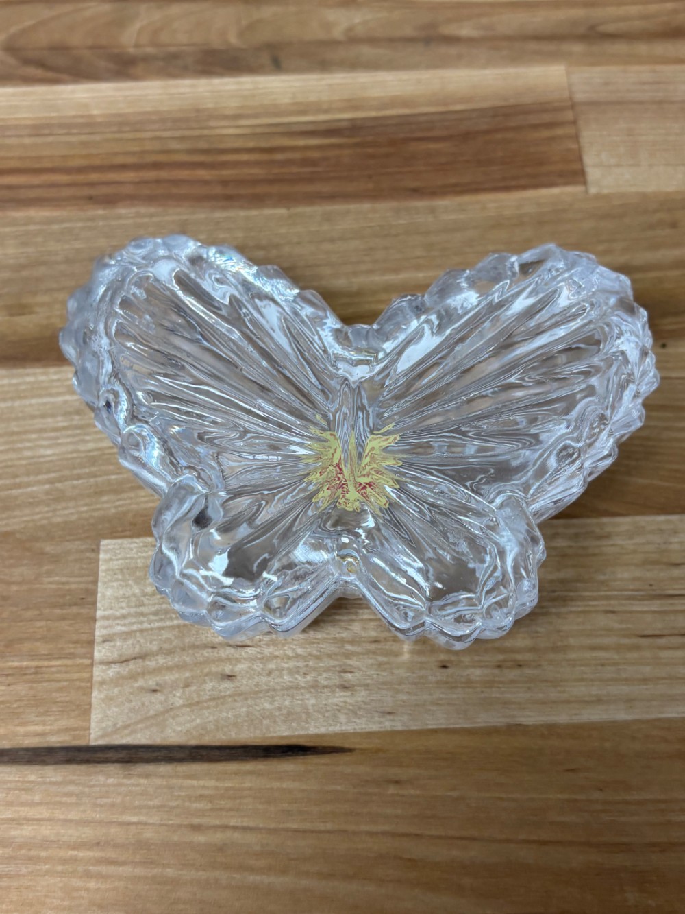 Vintage Artmark 24% Lead Crystal Butterfly Trinket Jewelry Box Taiwan