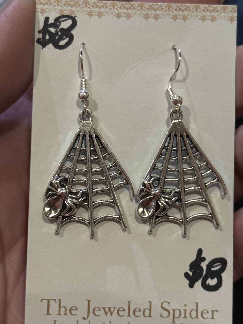Earrings - Spider Web Triangle with Spider
