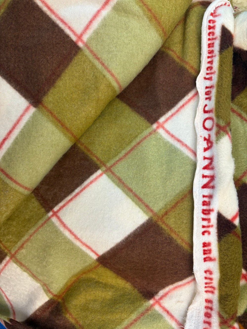 Olive Plaid Antipill Fleece by Jo-Ann Fabrics: