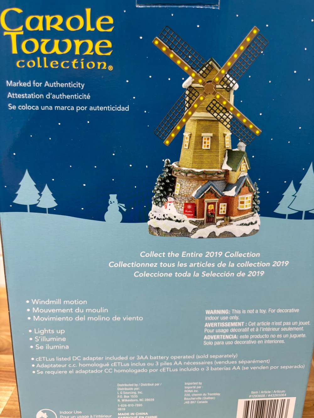 Wyatt's Windmill Carole Towne 2019 Animated LED Christmas Village Building Lemax