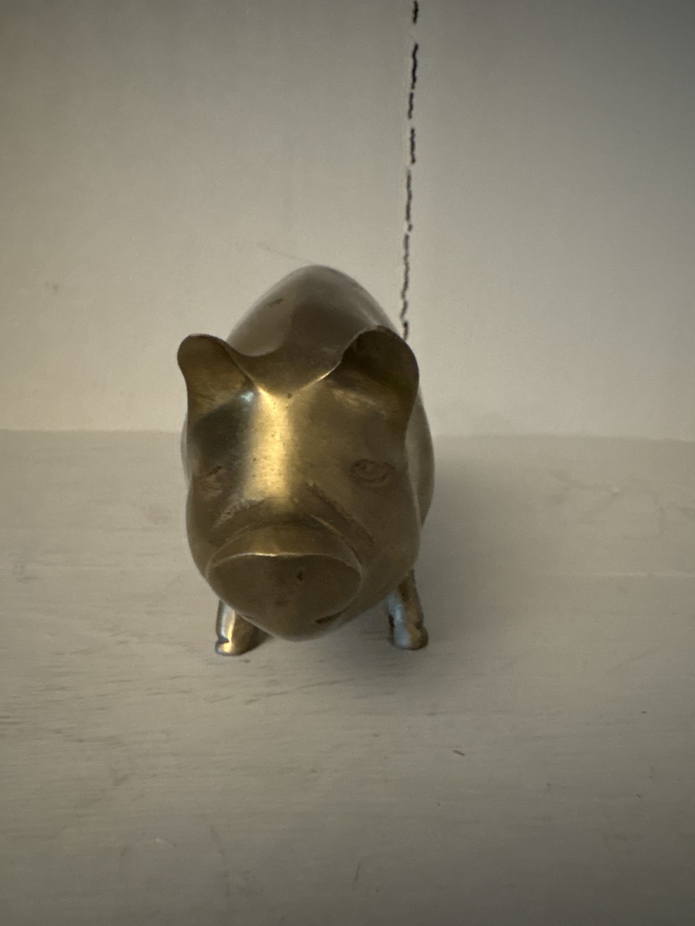 Brass Pig Figurine Paperweight Statue Curly Tail 6