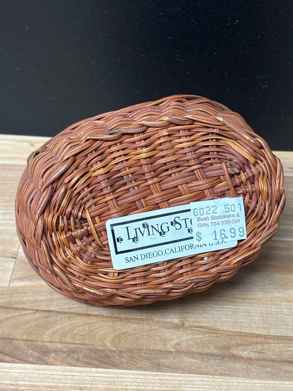 Living Stone Cat Figurine Kittens with Brush in Wicker Basket Vintage