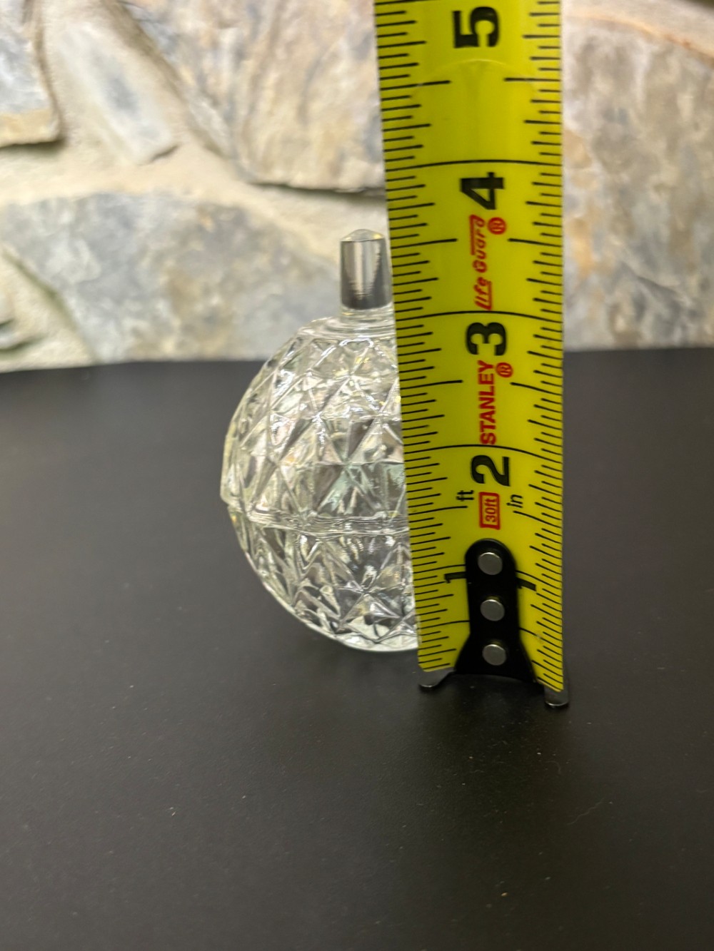 Vintage Clear Pressed Glass Diamond Pattern Trinket Jar with Lid