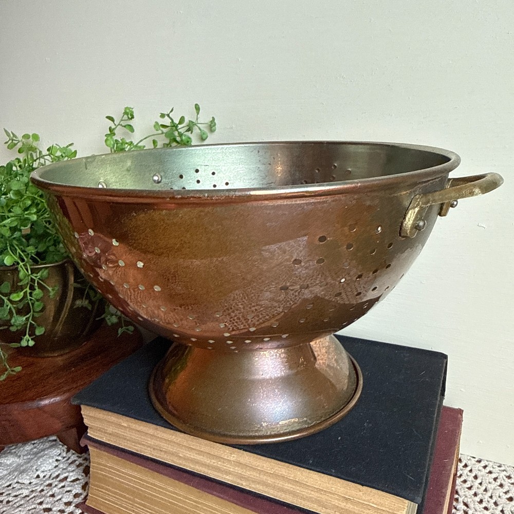 Vintage Copper Footed Colander