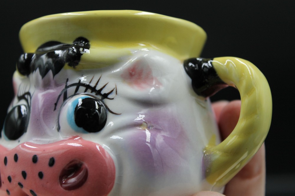 Vtg 3pc kitsch antrhopomorphic cow tea set AS IS