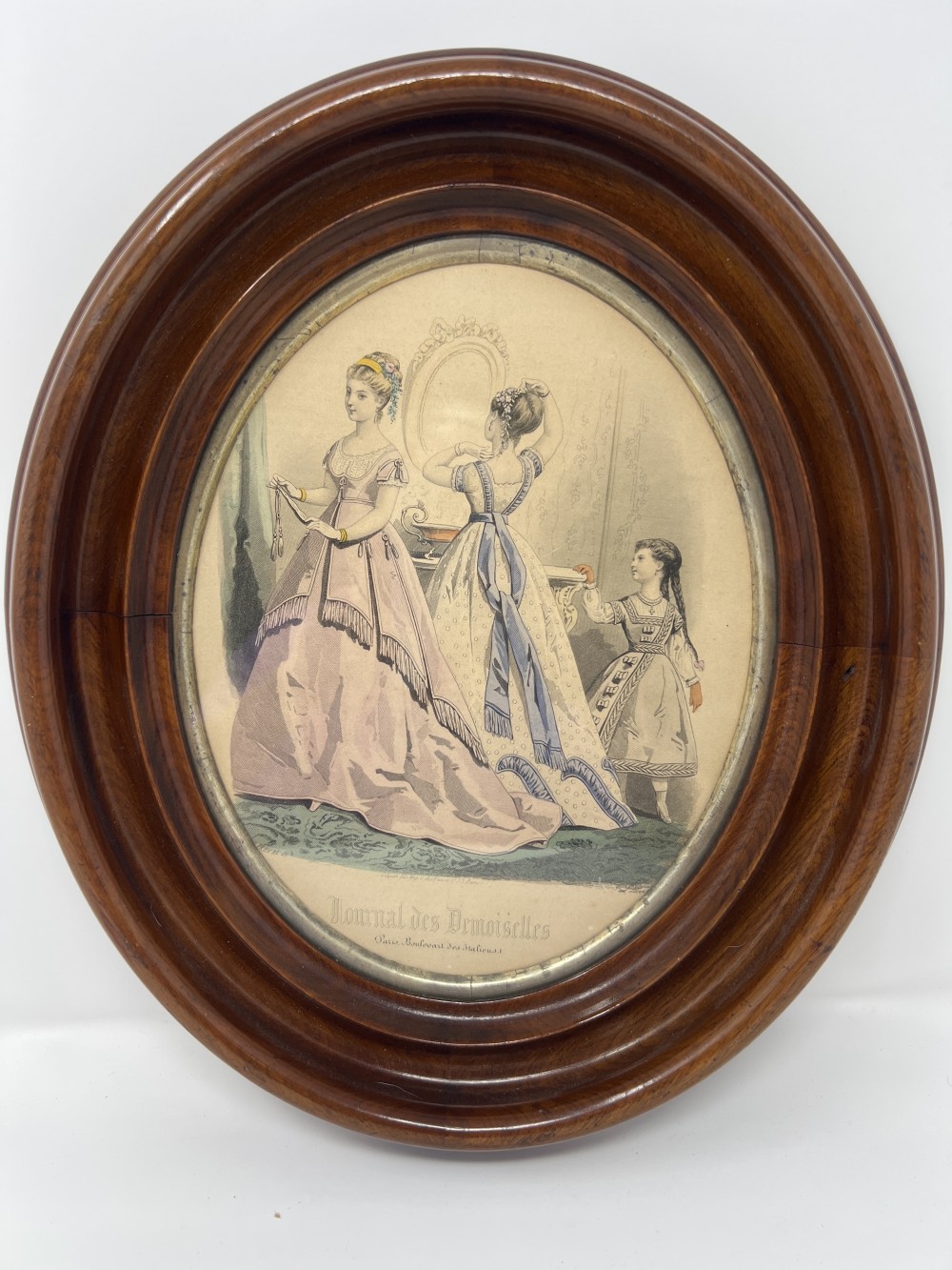 Vtg Oval Frame French Victorian Paris Ladies
