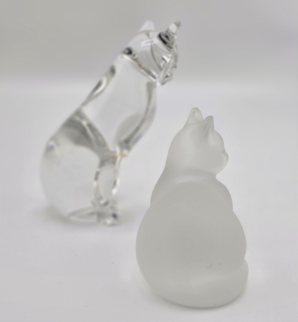 VTG 1993 Lenox Crystal Cat Frosted and Clear Set