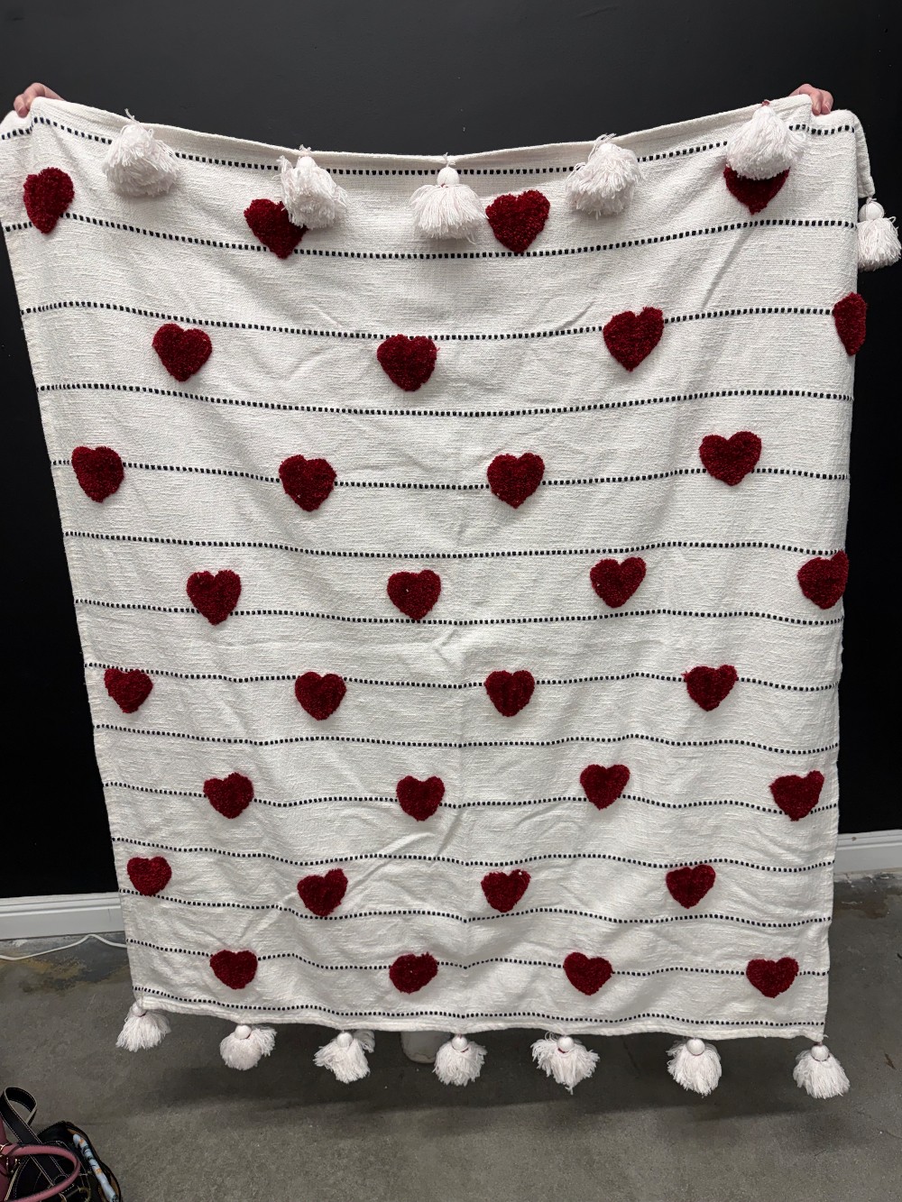 Heart woven throw blanket