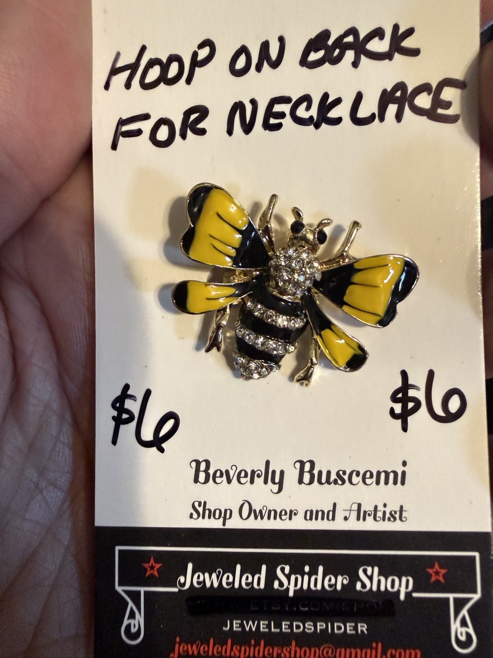 Brooch Pin - Bee Rhinestone & Yellow Black Enamel