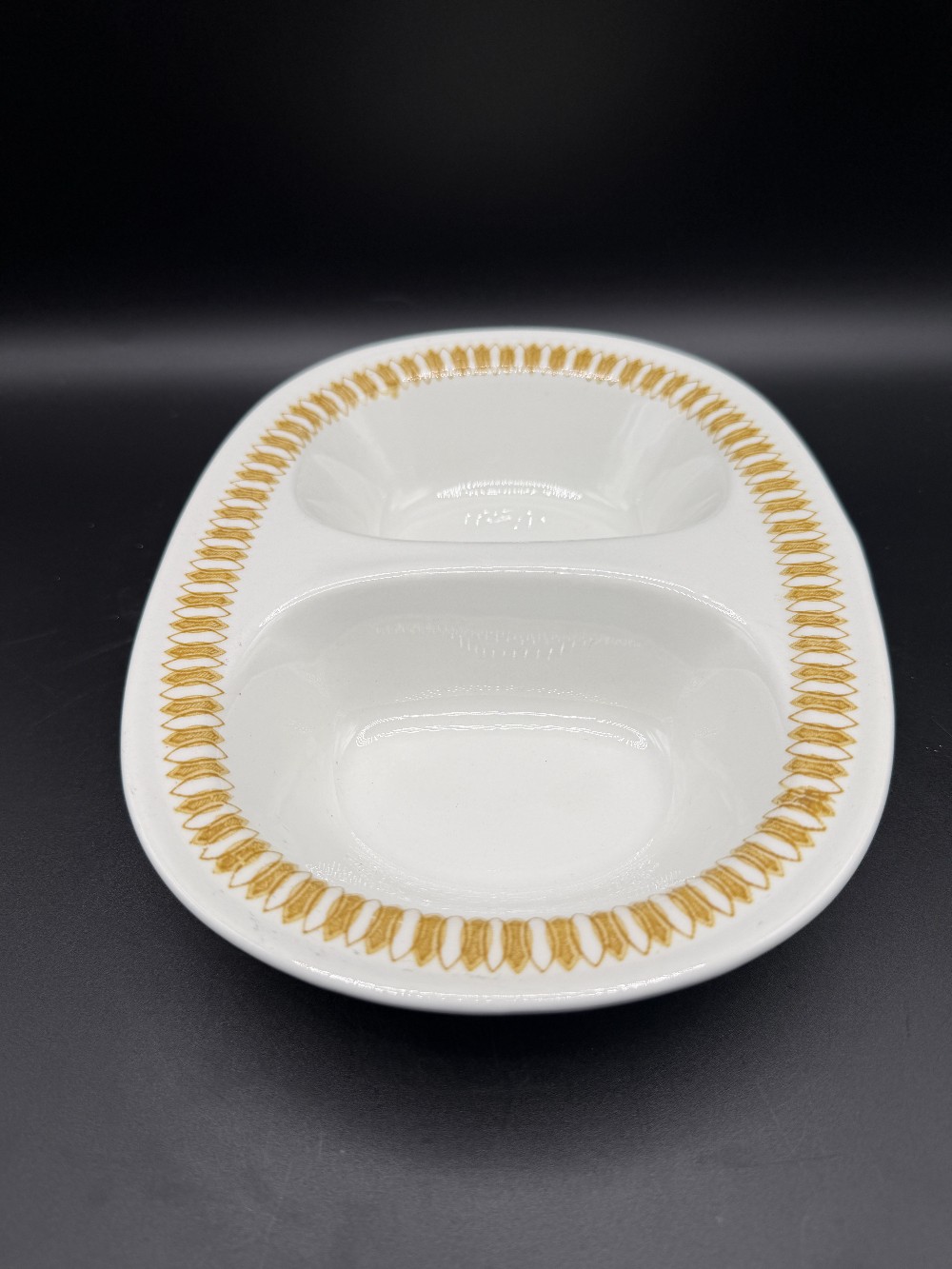 Ridgway Steelite Mayfair Pattern Yellow Divided Oval Pickle Relish Dish - Made in England Vitreous China