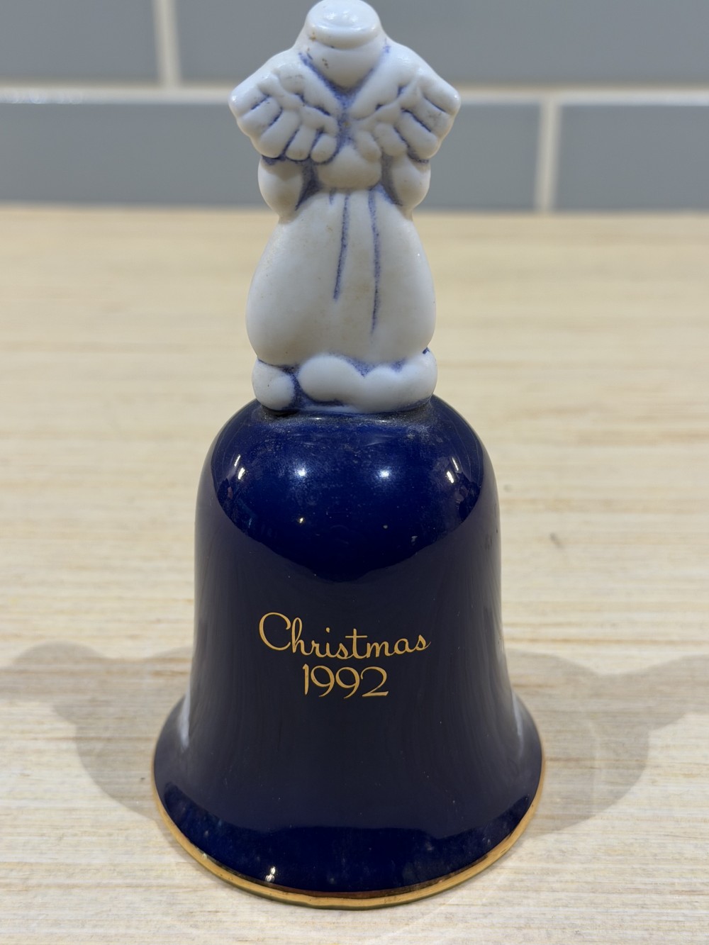 1992 Christmas Bell with Angel Topper — 5”