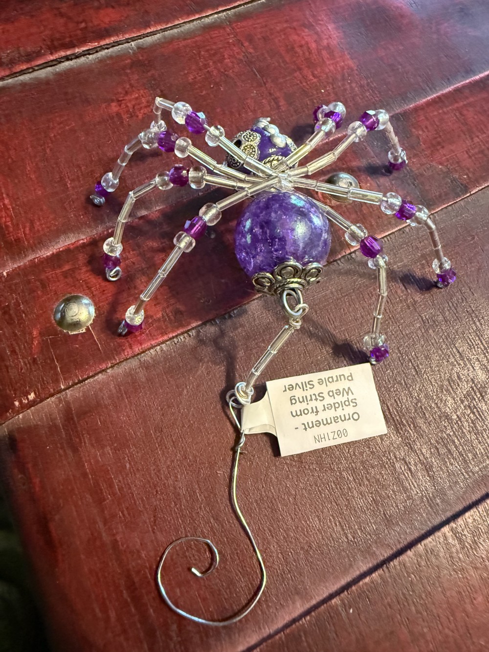 Ornament -  Spider L from Web String Purple Silver