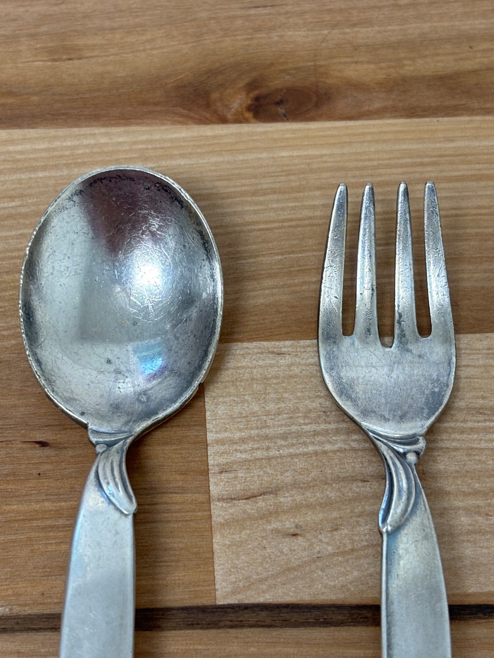 Childs Spoon Fork Set 1847 Rogers Bros Flair Silverplate Mid Century MCM