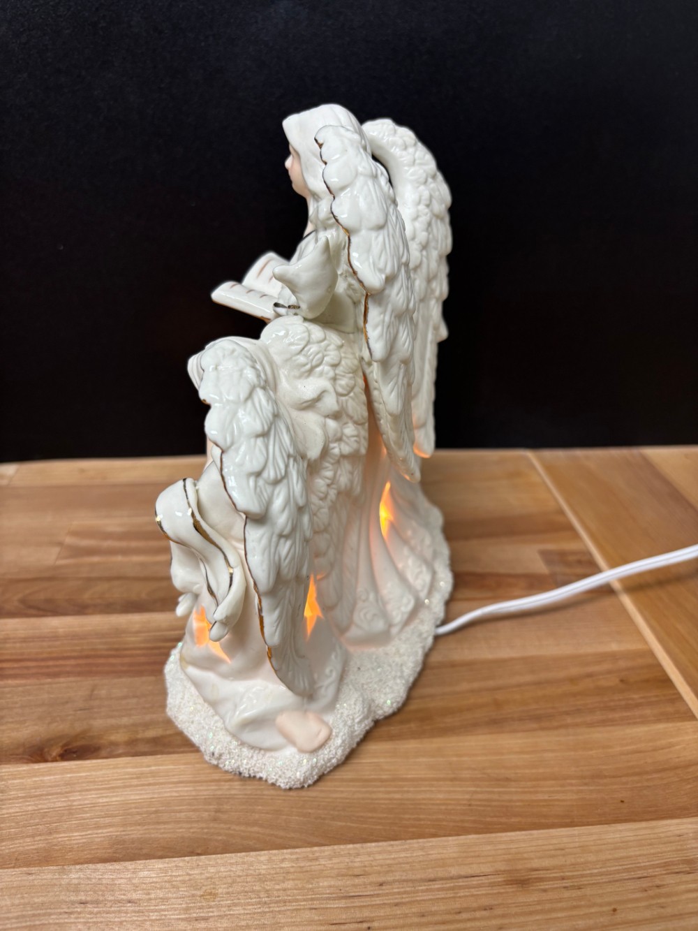 Vintage 3 Angel Christmas Light JCPenney Home Collection Bisque Ceramic