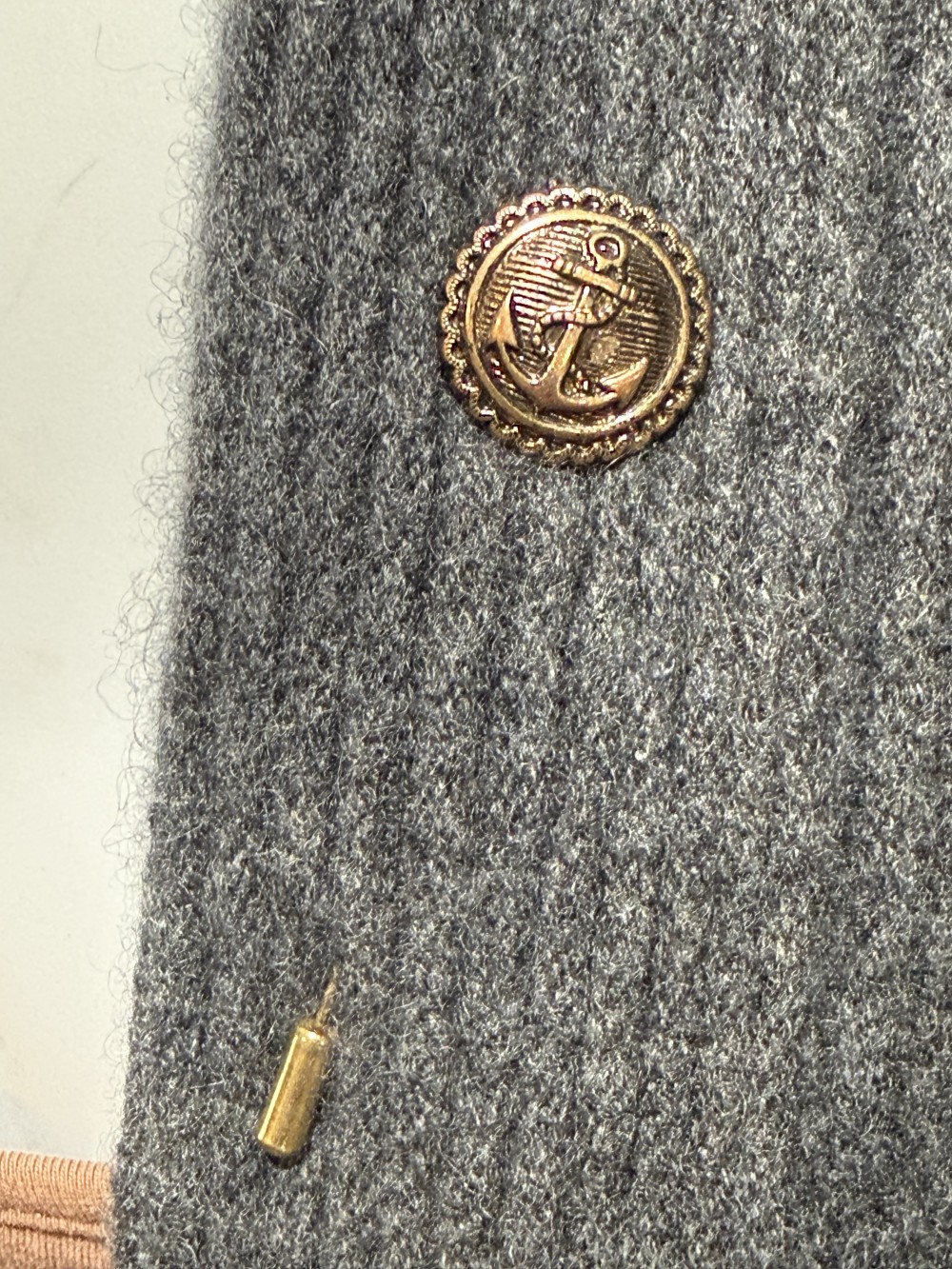 Hat Pin / Scarf Pin - Vintage Anchor Button, Lapel Pin, Hat Pins,