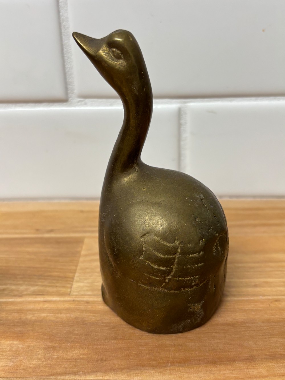 Brass Swan Bell Vintage Hand Bell Bird Figurine Cottagecore