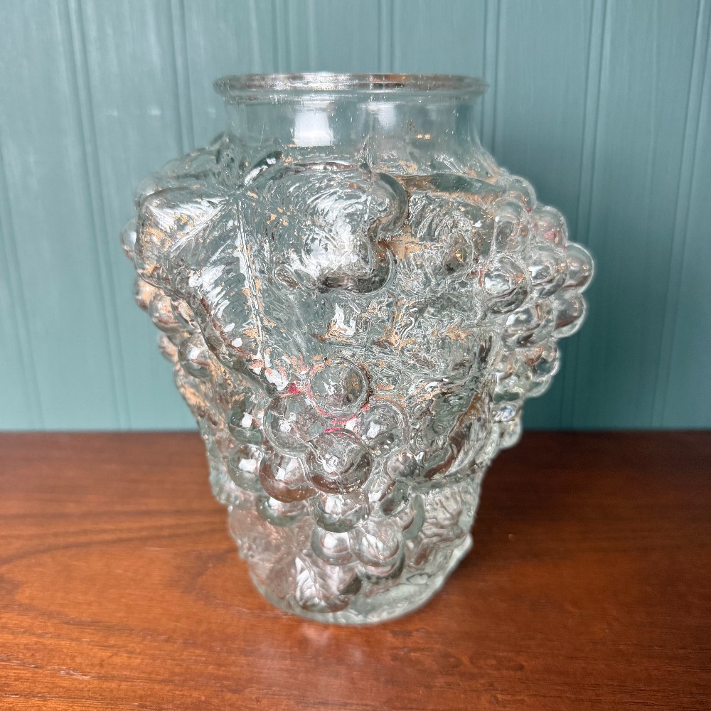 Antique Goofus Glass Grape Cluster Vase, Early 1900s