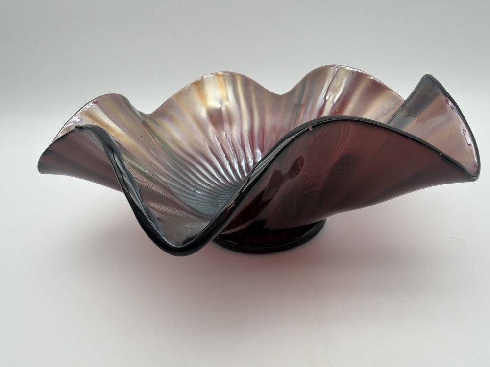 Vintage Amethyst Carnival Glass Bowl