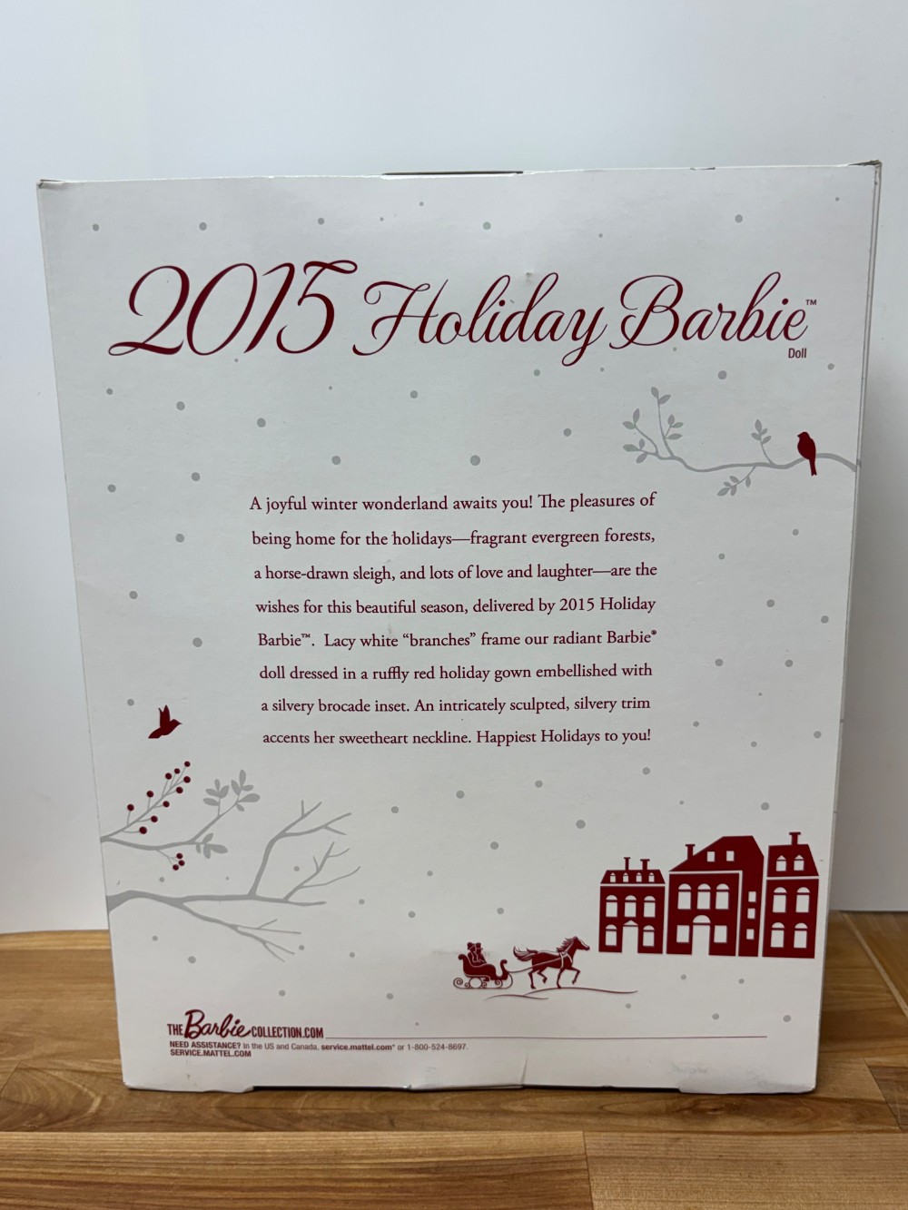2015 Holiday Barbie Blonde Red Burgundy Gown Christmas Collector Doll Mattel CHR76 NIB