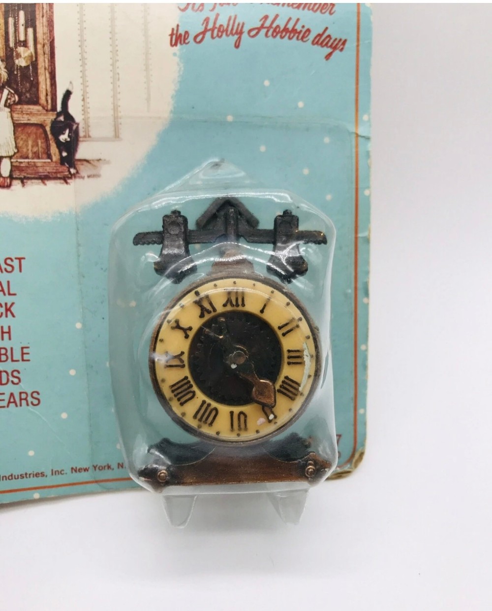Miniature Holly Hobbie Die Cast Metal Clock No. 7 Vintage 1975 Durham Industries Sealed NOS