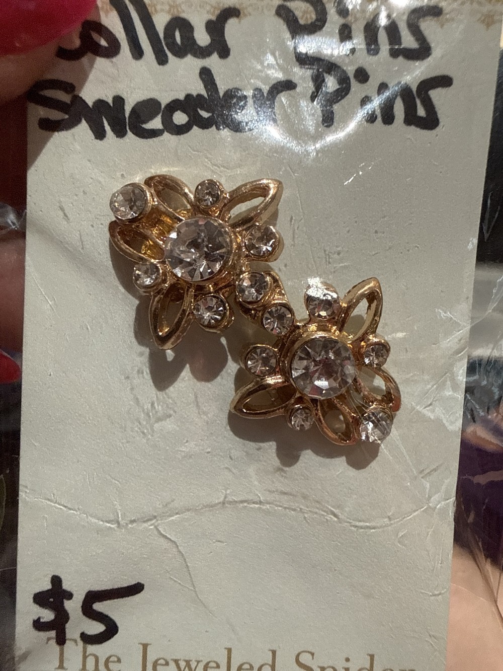 Collar Pins, Dress Pins, Sweater Pins - Rhinestone & Open Loops
