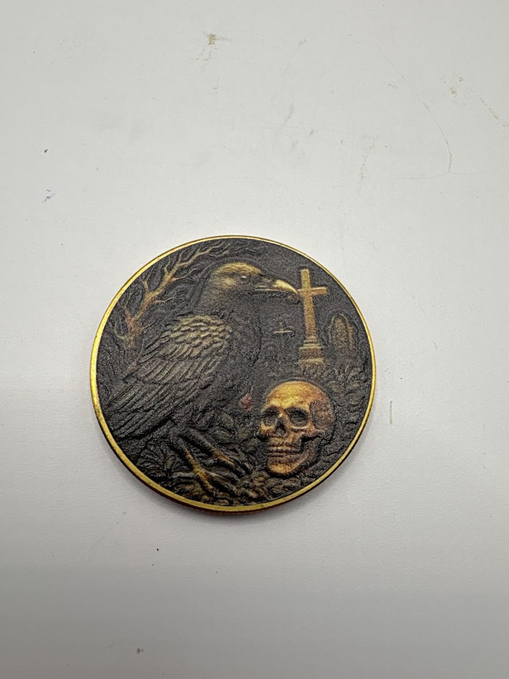 Skeleton & Raven Halloween Collector Coin - Momento Mori