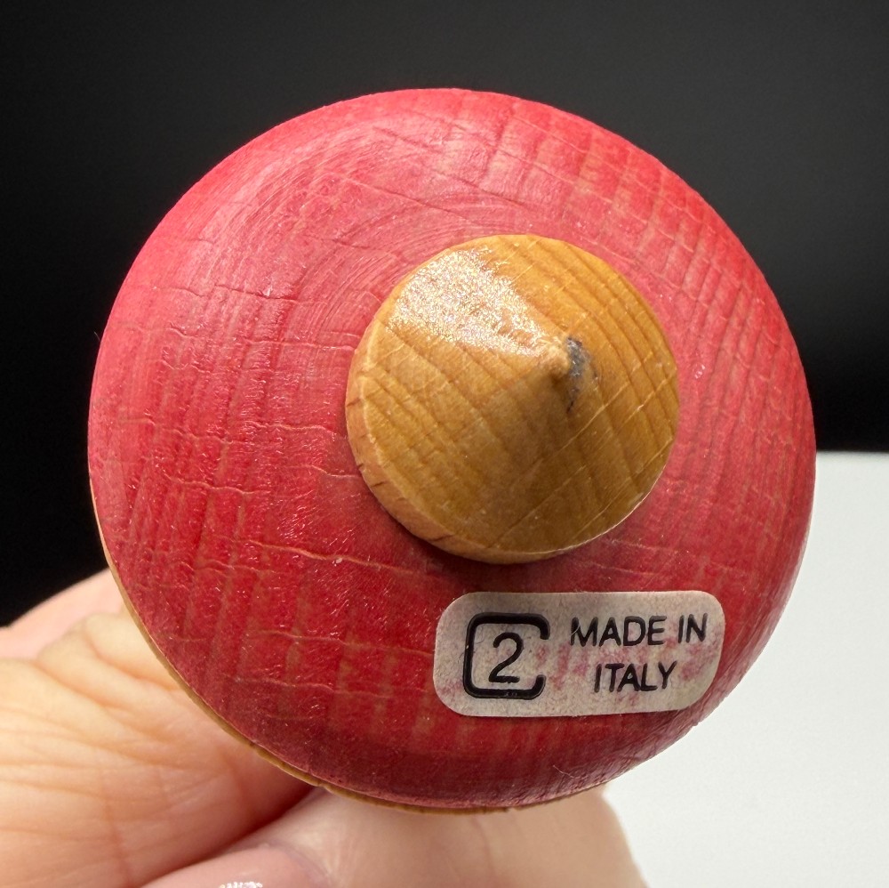 Vintage Wooden Pinocchio Spinning Top Made in Italy - Hand-Painted Finger Top Folk Art Toy