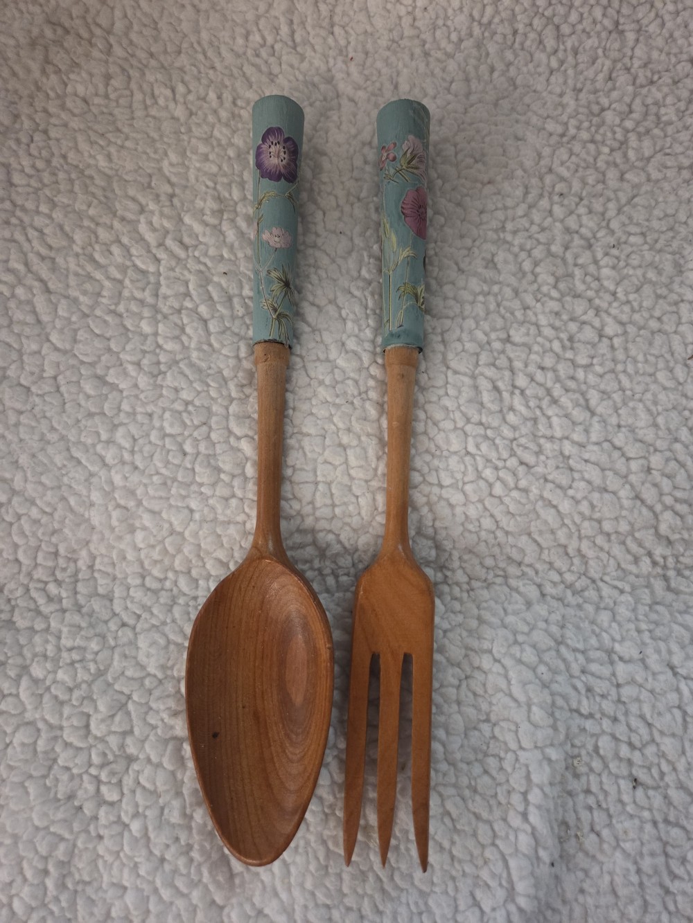 VTG Handpainted Wood Serving Set
