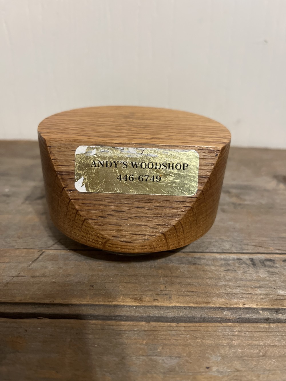Vtg handmade oak desk clock