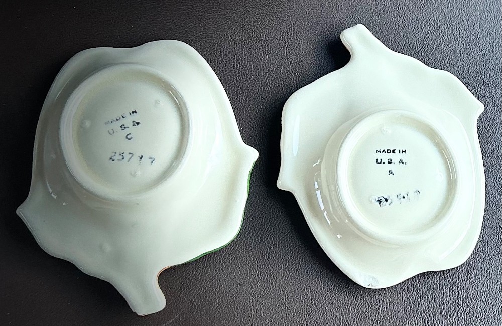 VTG Franciscan Apple Shaped  Butter Pat  Teabag Holder  Small Dish  Made in USA  Set of 2