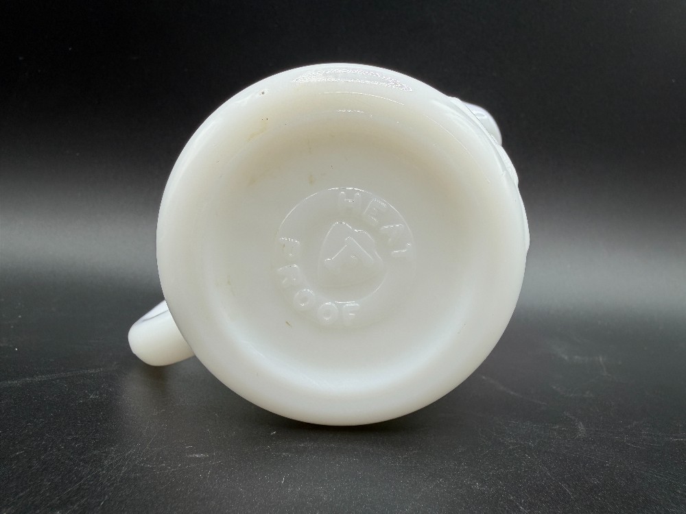 Vintage 1960s Federal Glass White Milk Glass Colonial Man Toby Creamer Pitcher - Heat Proof