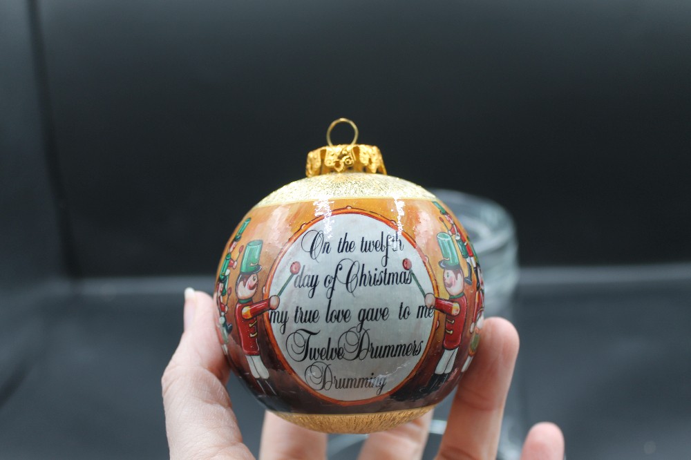 Complete set of 12 Days of Christmas ornaments in tin