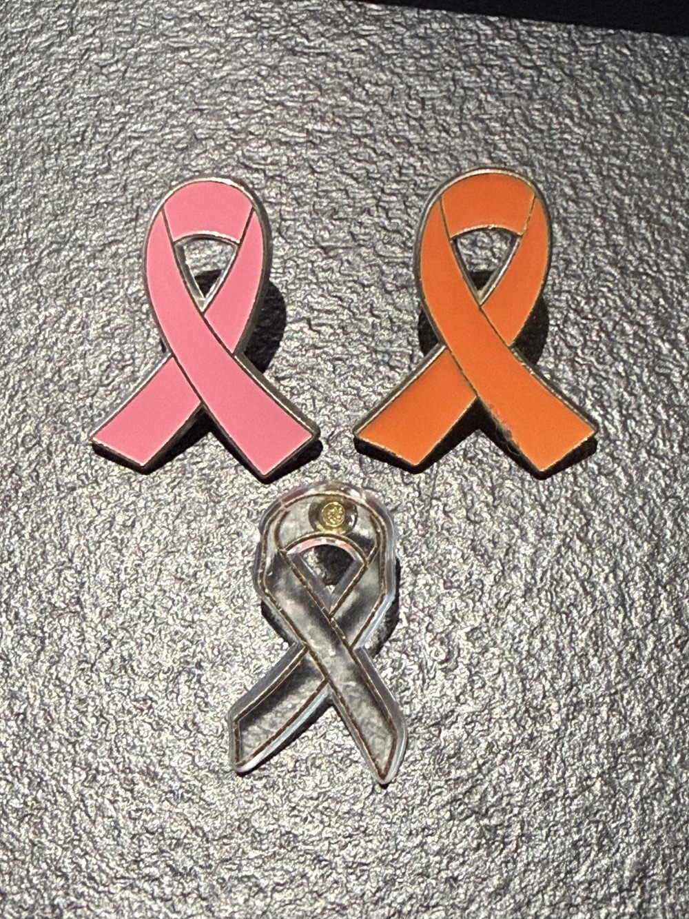 Ribbon Pins - Set of Three, Enamel Pins, Breast Cancer Awareness