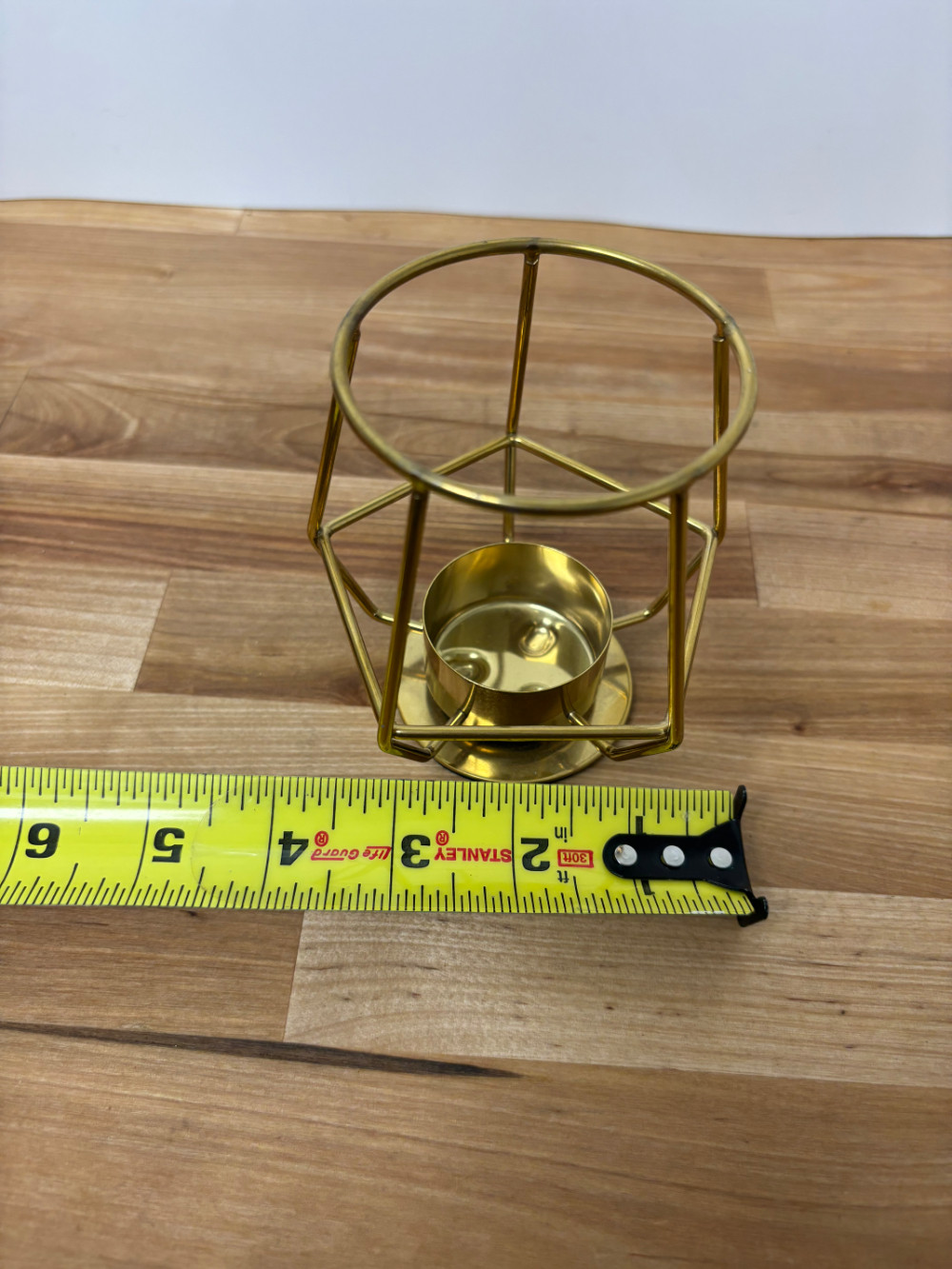 Gold Geometric Metal Tealight Candle Holder Modern Open Frame Table Decor