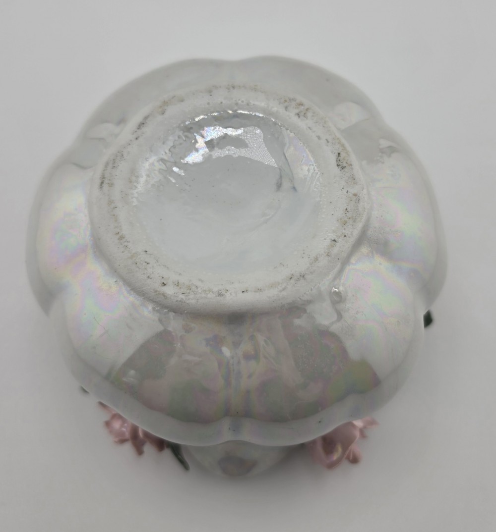 VTG Iridescent Lustreware Ceramic Rose Bowl