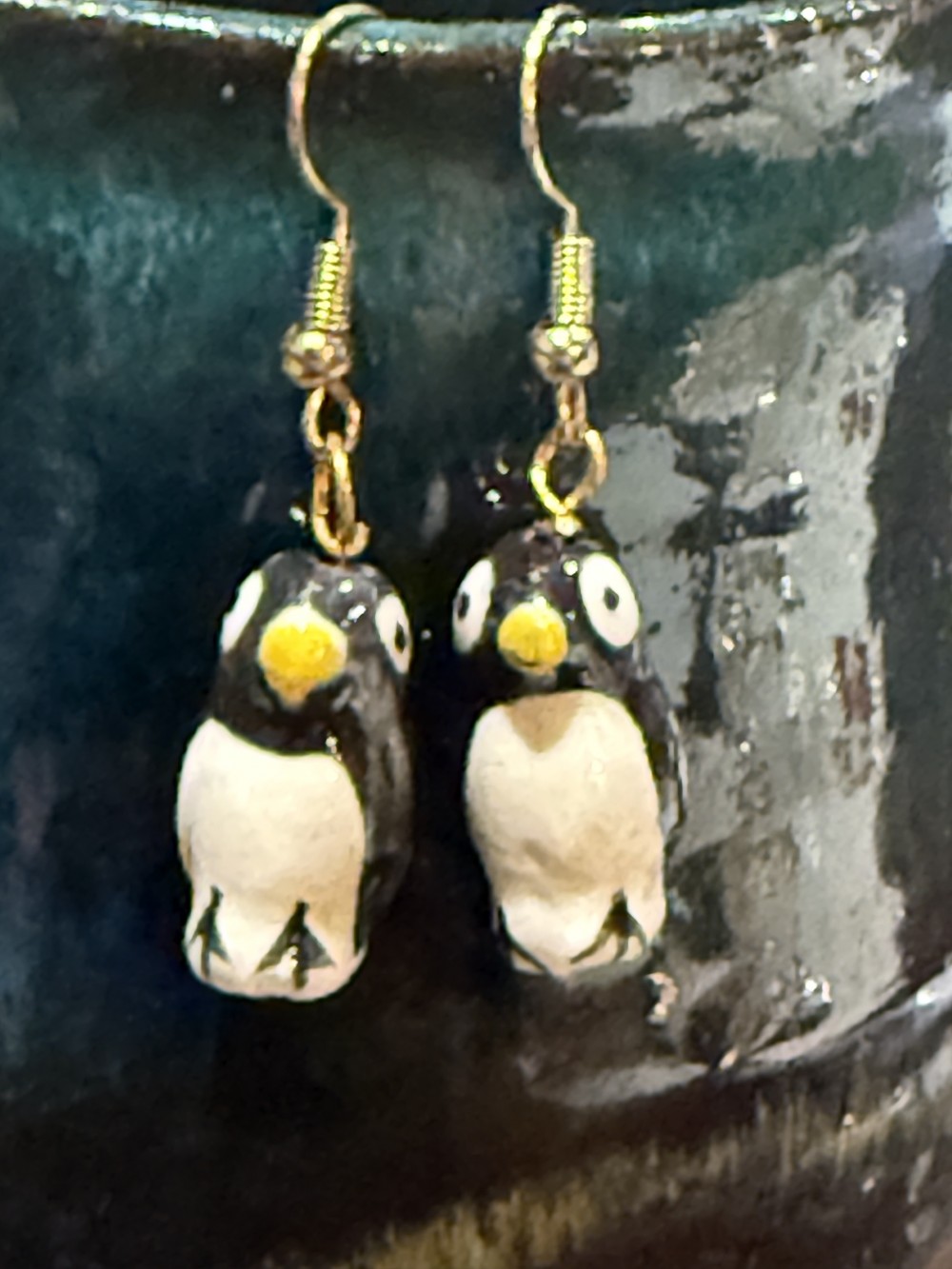 Earrings - Penguins Lampwork Glass
