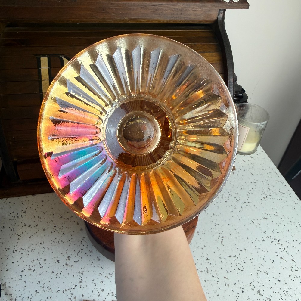 Jeannette Glass Iris and Herringbone Marigold Carnival Glass Pitcher - DANA