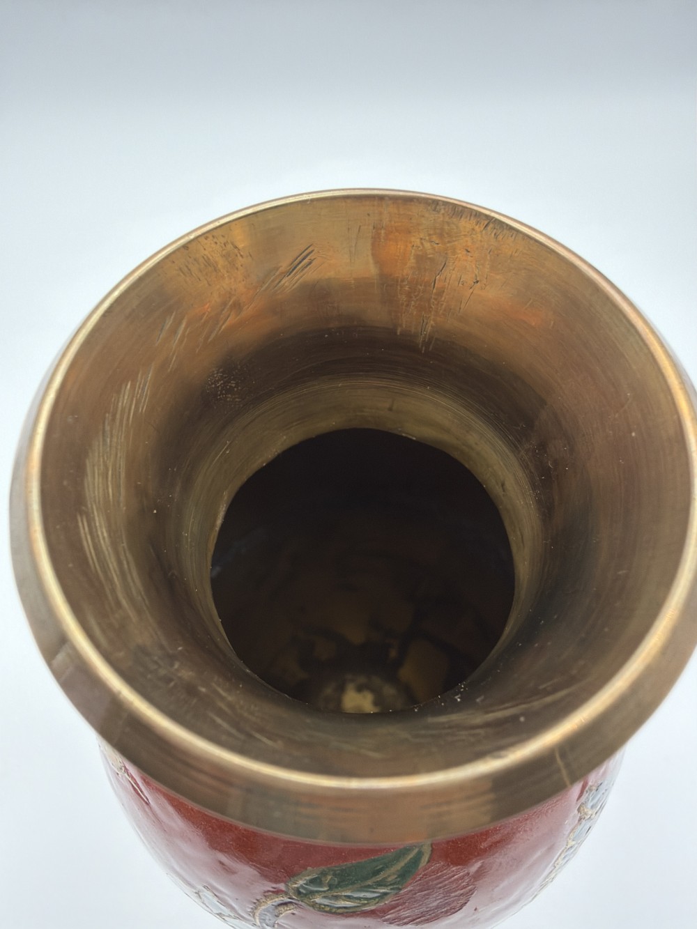Vintage Brass Enamel Animal Vase