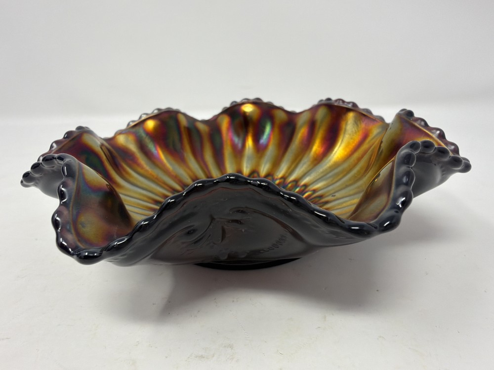 Northwood Carnival Glass Ruffled Bowl