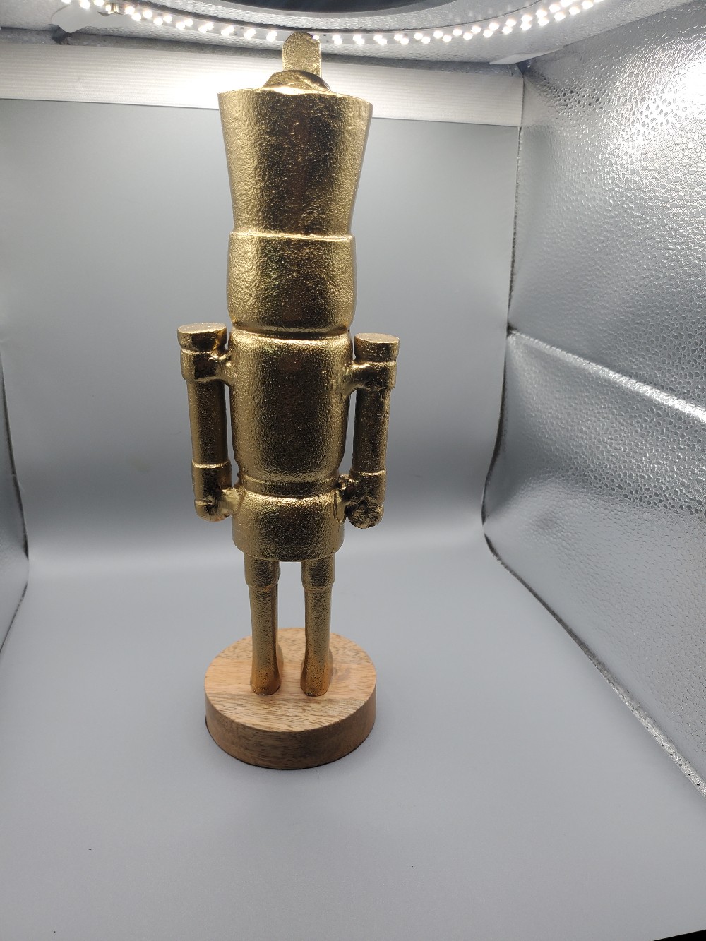 Gold Metal Painted Wooden Base Nutcracker