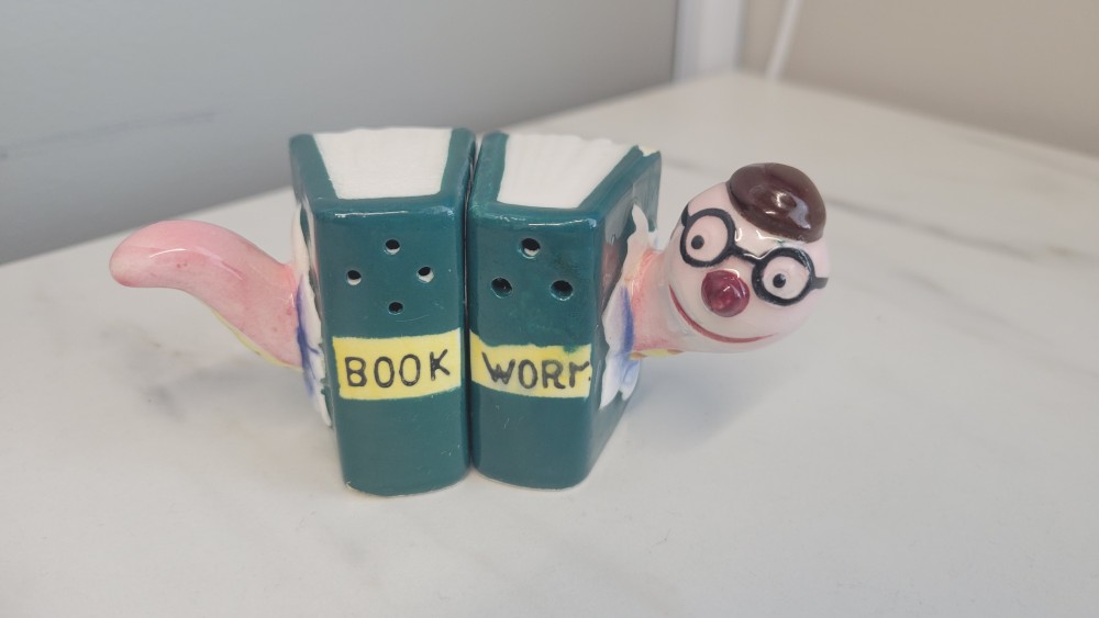 1950's Book Worm Salt & Pepper  *AS IS*