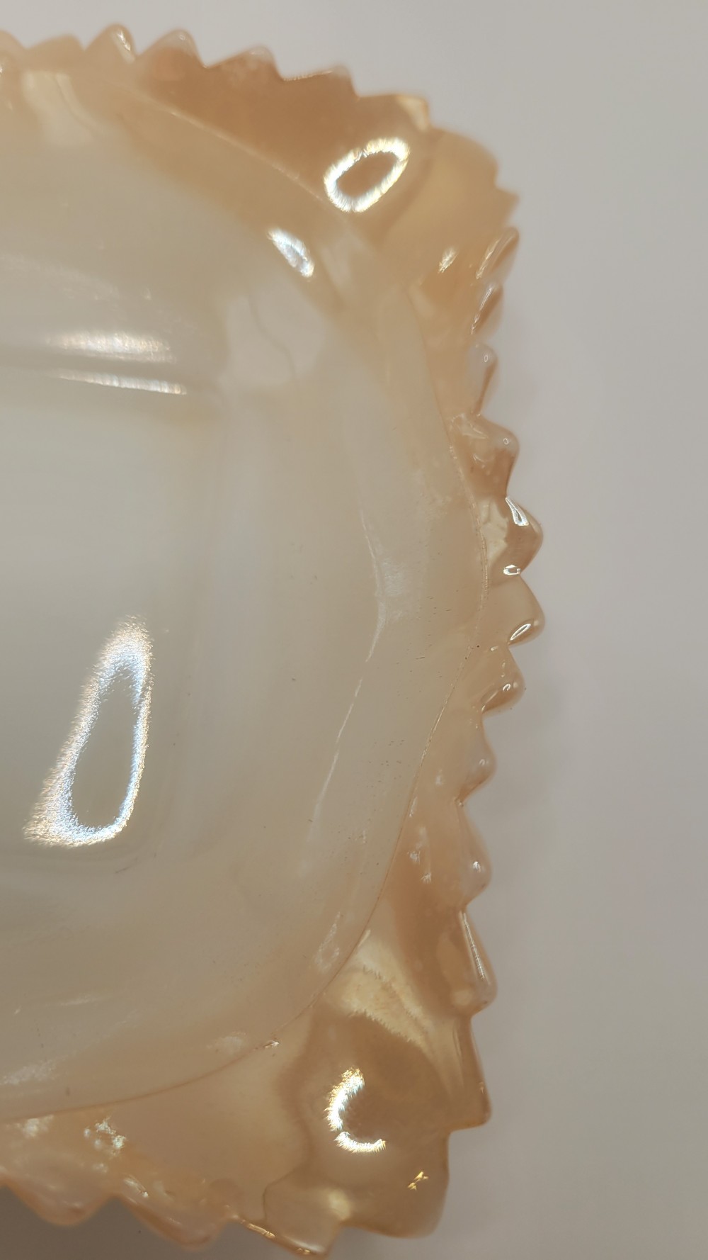Peach Iridescent Milk Glass Candy Dish